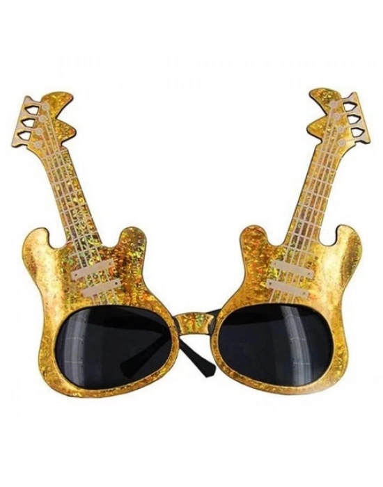 Altın Renk Gitar Şekilli Parti Gözlüğü