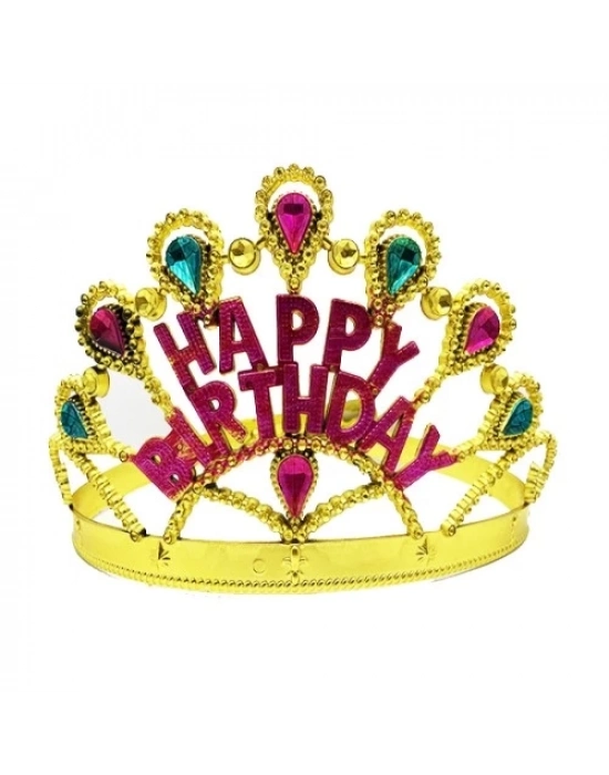 Altın Renk Happy Birthday Doğum Günü Tacı