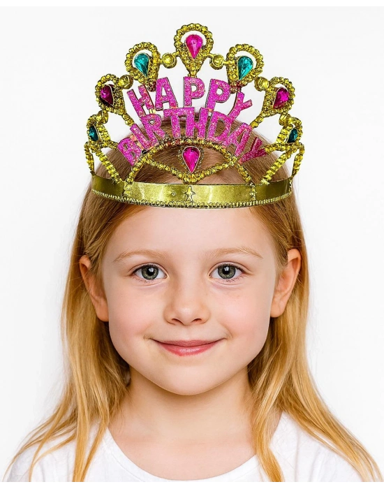 Altın Renk Happy Birthday Yazılı Doğum Günü Tacı 60 Cm