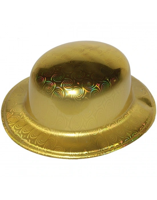 Altın Renk Hologramlı Plastik Yuvarlak Melon 27x24 Cm