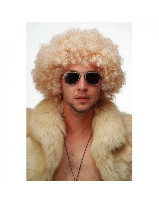 Altın Renk Kıvırcık Afro Parti Peruğu
