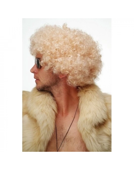 Altın Renk Kıvırcık Afro Parti Peruğu