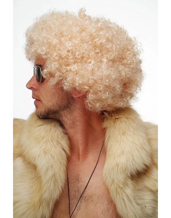 Altın Renk Kıvırcık Afro Parti Peruğu