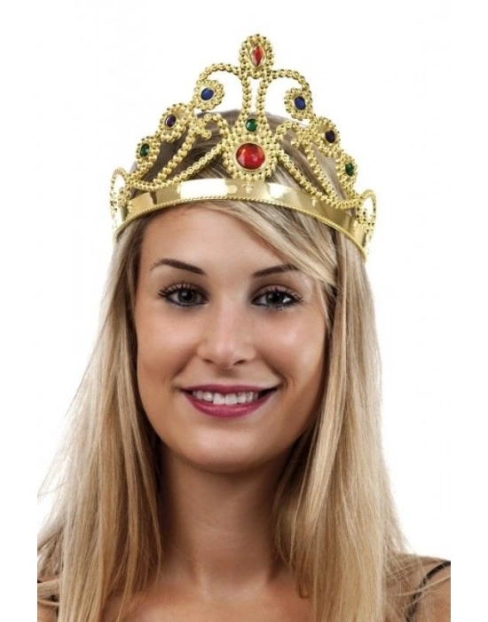 Altın Renk Plastik Prenses Tacı Kraliçe Tacı 60 Cm