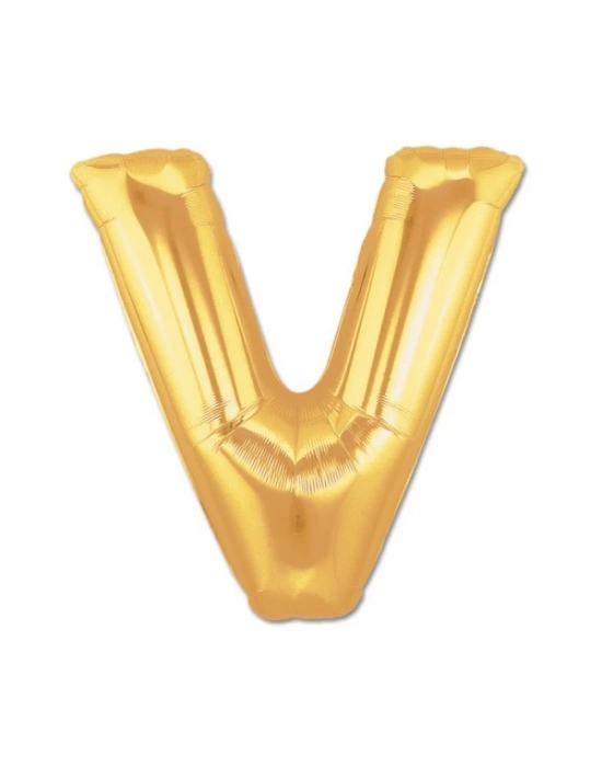 Altın Sarısı Folyo V Harfi Balon 1 Metre