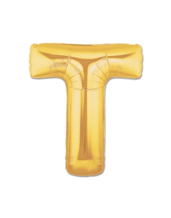 Altın Sarısı Folyo T Harfi Balon 1 Metre