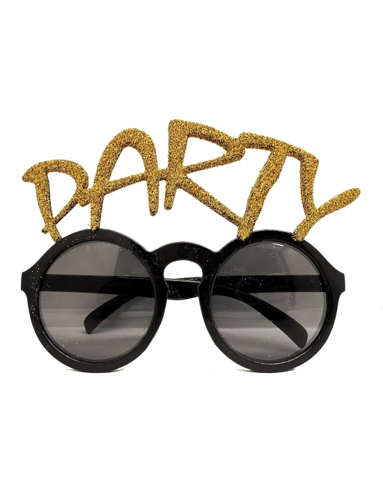 Altın Simli Party Yazılı Parti Gözlüğü Show 15x7 Cm