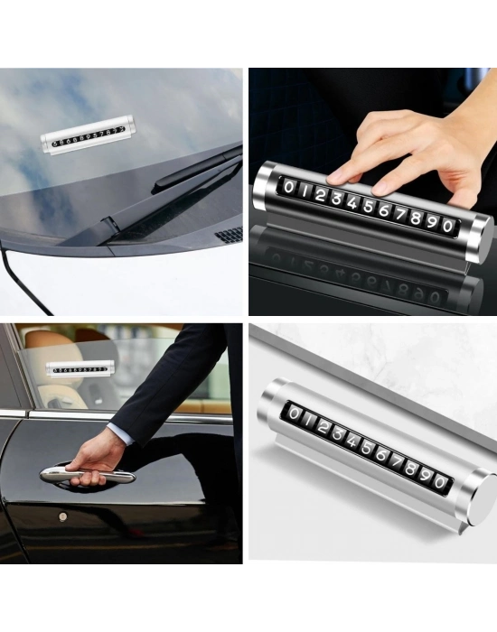 ®  Alüminyum Kasa Gri Renk Çevirmeli Araç Içi Telefon Numaratörü Park Oto Numaratörü