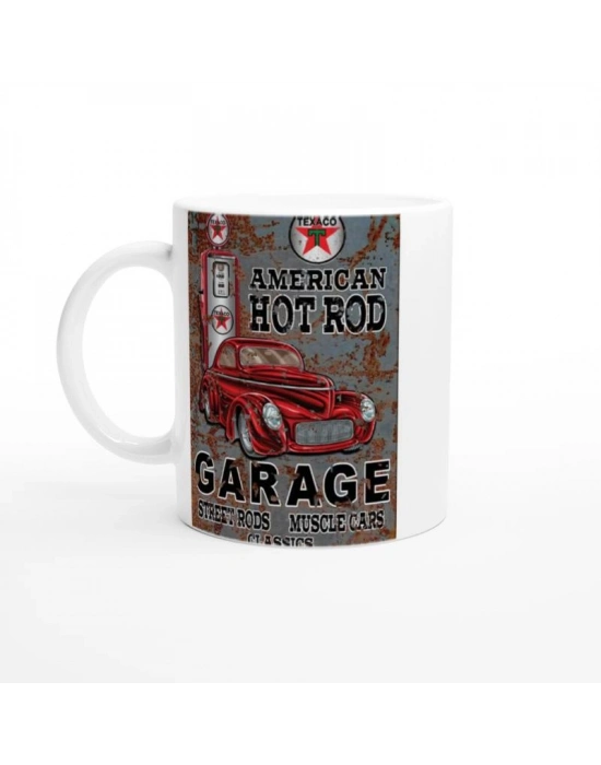 American Hot Rod Texaco Temalı Kupa Bardak