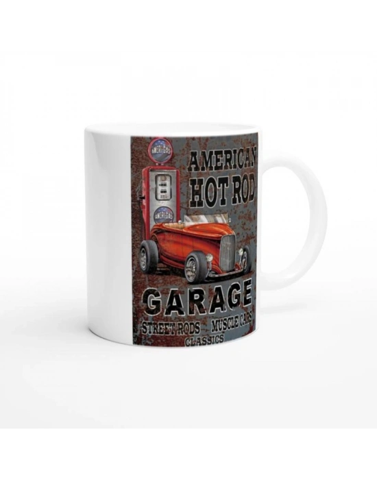 Amerikan Hot Rod ve Garaj Temalı Retro Kupa Bardak