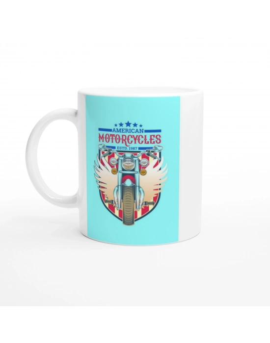 Amerikan Retro Motor Kanatlı Tasarım Baskılı Kupa Bardak