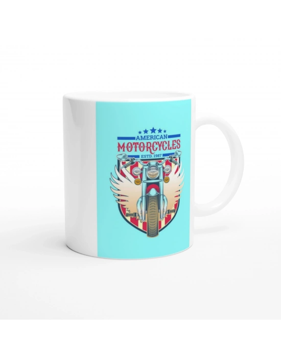 Amerikan Retro Motor Kanatlı Tasarım Baskılı Kupa Bardak