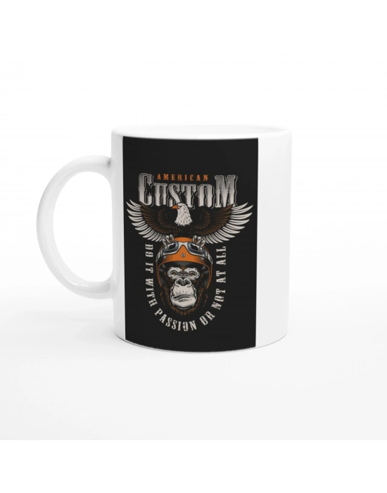 Amerikan Ruhlu Kartal ve Maymun Temalı Kupa Bardak