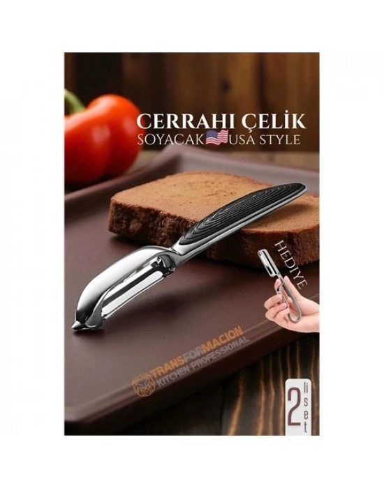 Amerikan Tip Soyacak Seti- Sebze Soyacağı Profesyonel Paslanmaz Çelik 2 li SET 722014
