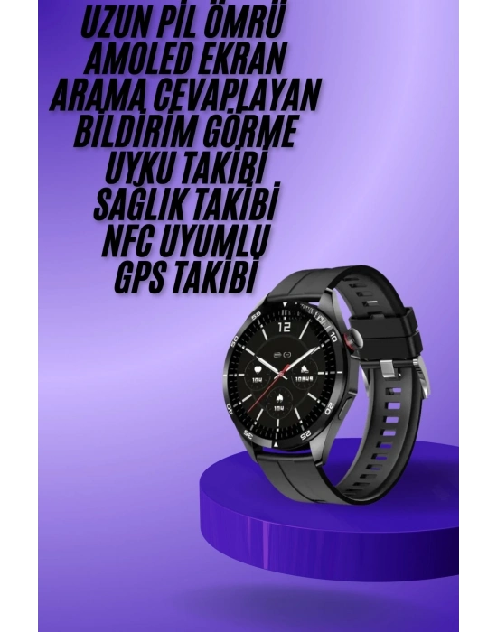 Amoled Ekran 3 Kordonlu Akıllı Saat 5.0 Bluetooth Bağlantılı Android ve İOS Uyumlu