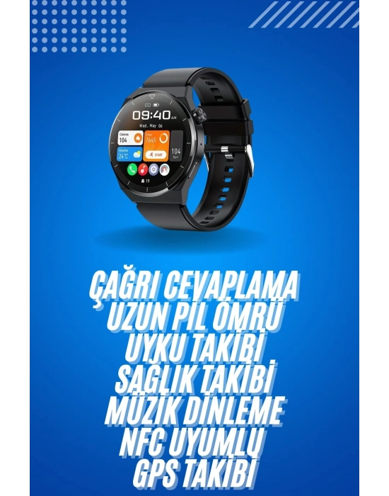 Amoled Ekran Metal Deri Silikon Kordonlu Uyku ve Sağlık Takibi