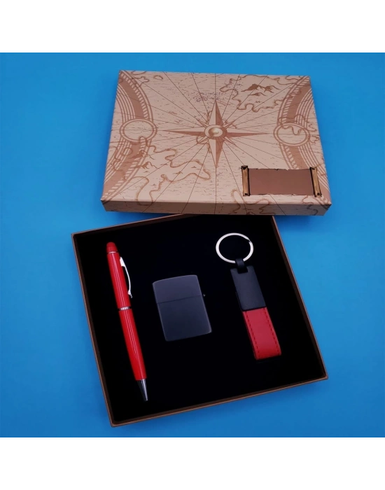 Anahtarlık Çakmak Ve Kalem Hediye Seti