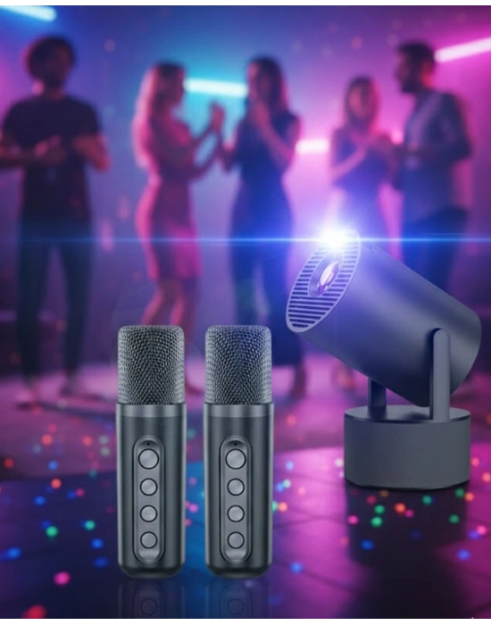 ® Android Sistemli Projeksiyon Kareoke Cihazı 180° Döner Başlıklı