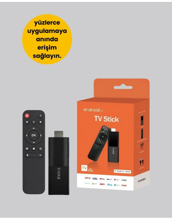 Android TV Stick 4K Ultra HD Görüntü Destekli