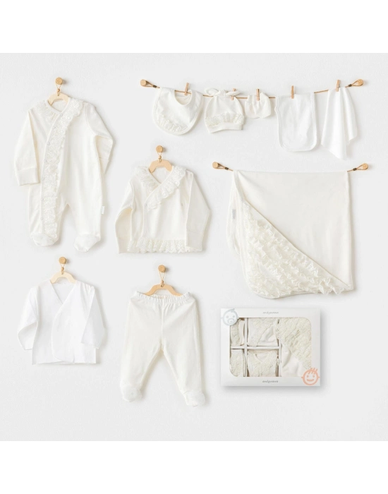 Andywawa AC25311 Newborn Chic Girl 10 Parça Hastane Çıkışı Ekru