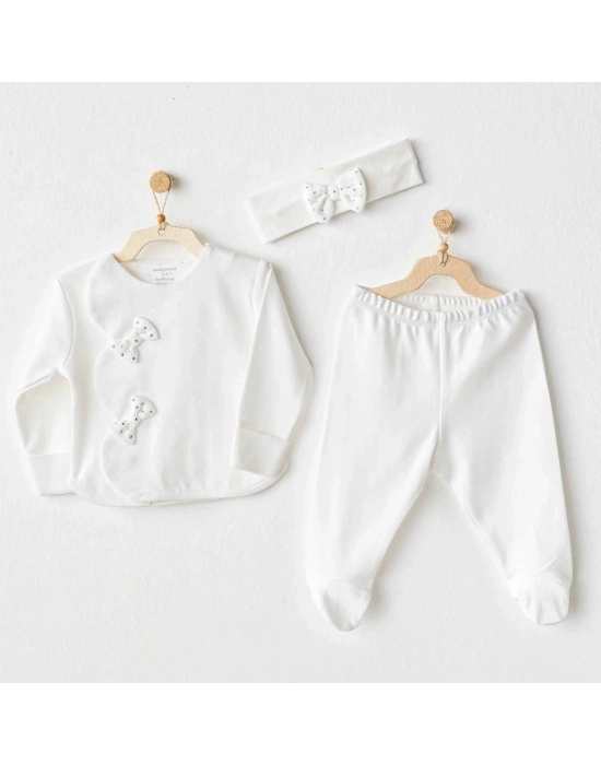 Andywawa AC25824 Chic Girl 3Lü Bebek Zıbın Takım Ekru