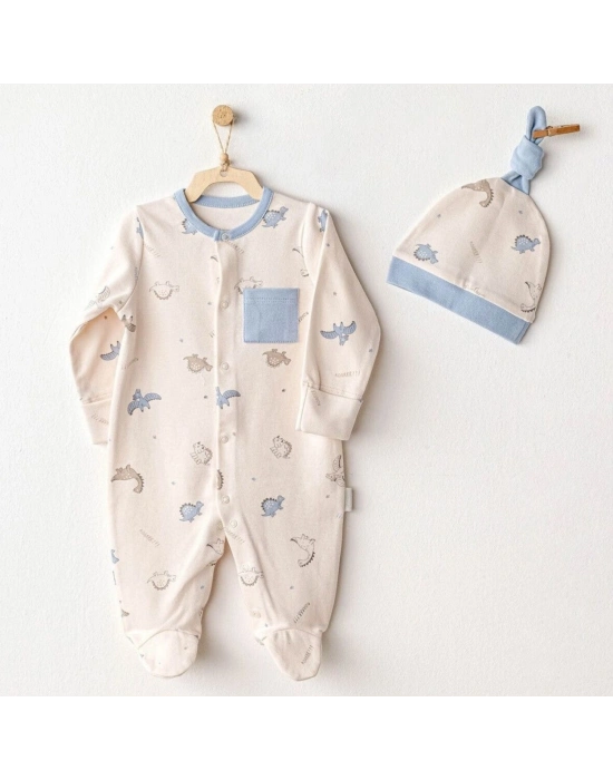 Andywawa AC25919 Romper Hat Set Dino Bebek Tulum Takım Beige