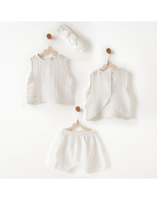 Andywawa AC26643 Baby Chic 3lü Takım Ekru