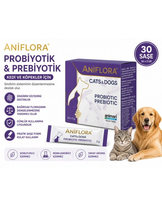 Aniflora Kedi ve Köpekler Için Prebiyotik ve Probiyotik 30 Saşe