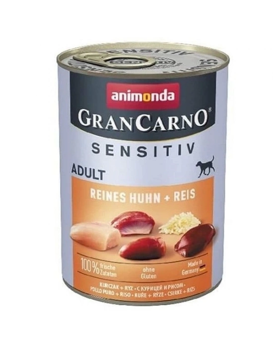 Animonda Gran Carno Sensitive Tavuklu ve Pirinçli Yetişkin Köpek Konservesi 400 Gr