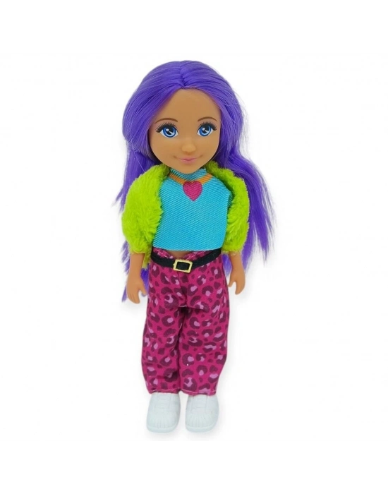Ankiki Moda İkonu Bebek Figür 13 cm  - Mor Saçlı Hip-Hop Rüzgarı
