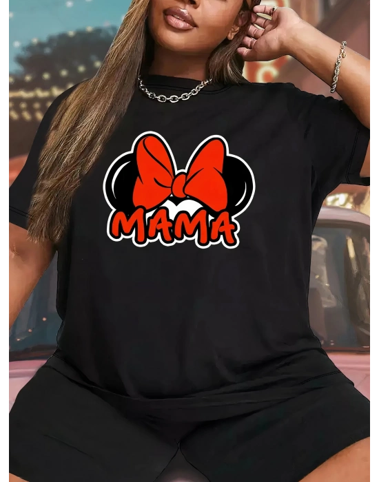 Anneler Günü Baskılı T-shirt - Siyah -