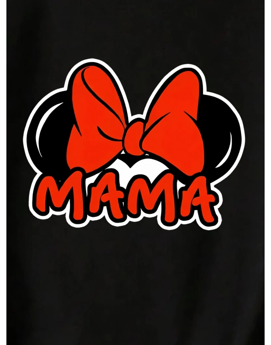 Anneler Günü Baskılı T-shirt - Siyah -