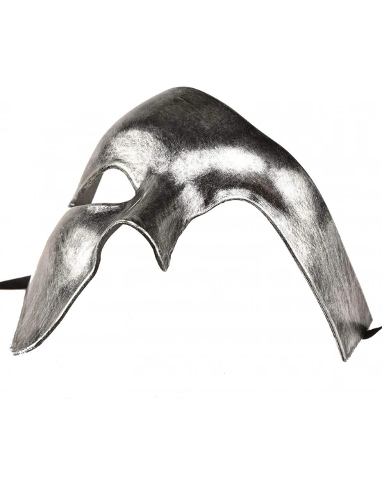 Antik Eskitme Gümüş Erkek Yarım Maske - Phantom & Balo Maskesi