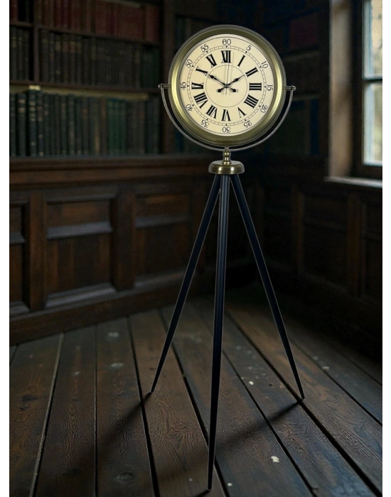 ® Antik Görünümlü Eskitme Tripod Ayaklı Saat