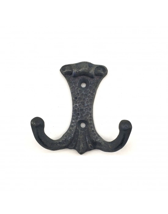 Antika Tarz Dekoratif Pirinç Anıt Çiftli Vestiyer Askı - 85x72 Mm, Oksit