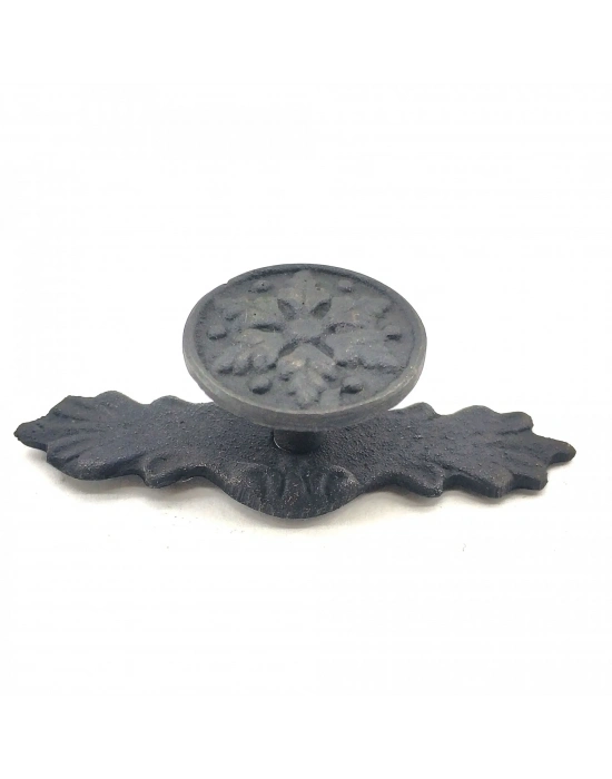 Antika Tarz Dekoratif Pirinç Çiçek Düğme - 27x70 Mm, Oksit