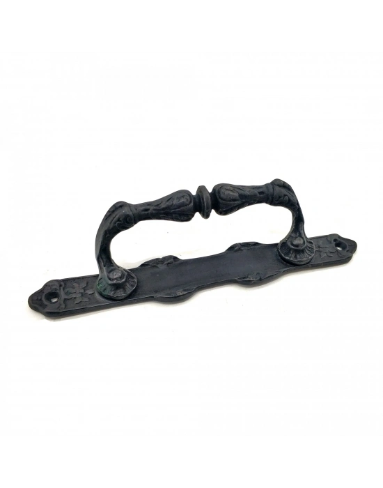 Antika Tarz Dekoratif Pirinç Dar Yan Çekme Kapı Kolu - 225x37 Mm, Oksit