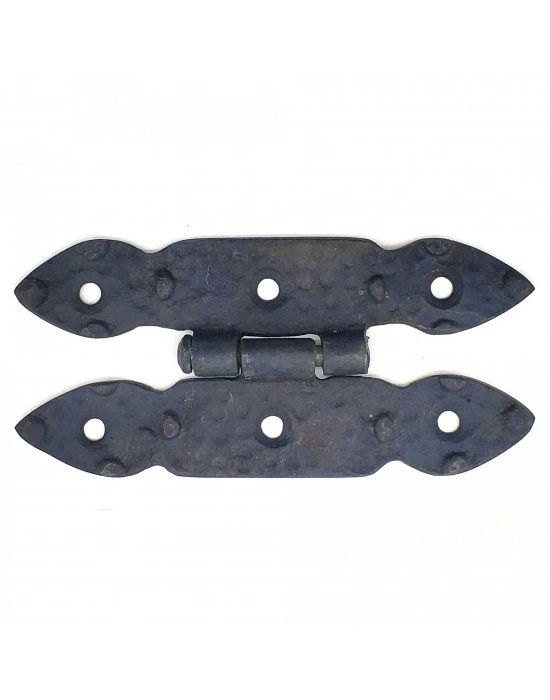 Antika Tarz Dekoratif Pirinç Düğmeli Menteşe - 117x57 Mm, Oksit