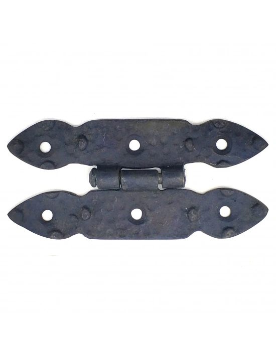 Antika Tarz Dekoratif Pirinç Düğmeli Menteşe - 117x57 Mm, Oksit
