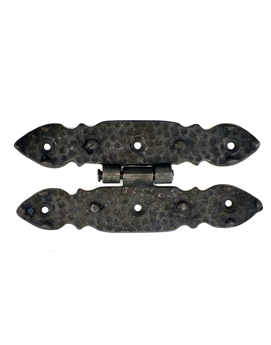 Antika Tarz Dekoratif Pirinç Düğmeli Menteşe - 142x69 Mm, Oksit