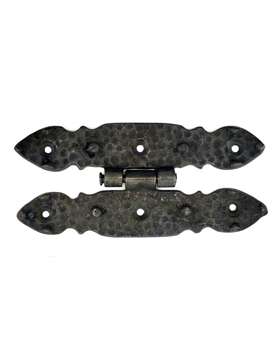 Antika Tarz Dekoratif Pirinç Düğmeli Menteşe - 142x69 Mm, Oksit