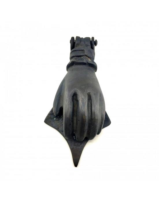 Antika Tarz Dekoratif Pirinç El Kapı Tokmağı, Taktak - 167x75 Mm, Oksit