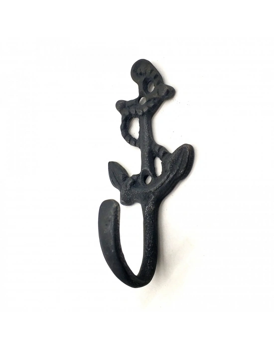 Antika Tarz Dekoratif Pirinç Halatlı, Çapa, Denizci, Gemici  Askı - 95x42mm,  Oksit
