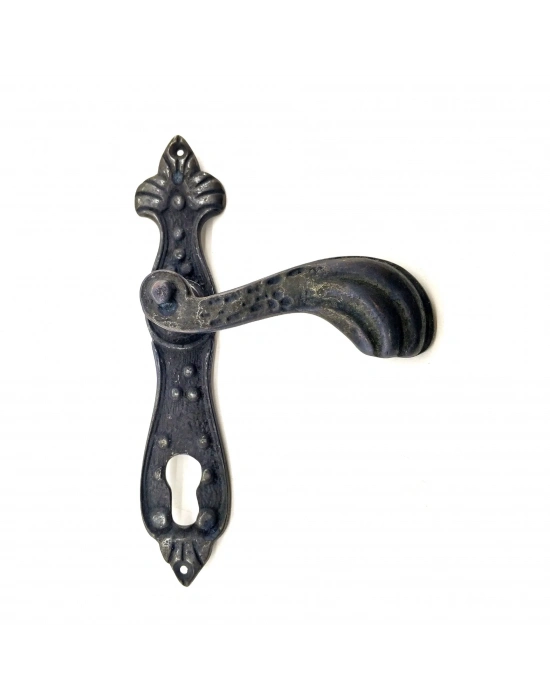 Antika Tarz Dekoratif Pirinç Mevlana Yale Kapı Kolu - 228x48 Mm, Oksit