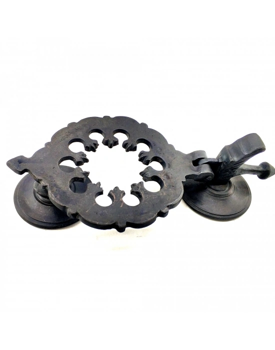 Antika Tarz Dekoratif Pirinç Osmanlı Kapı Tokmağı, Taktak - 265x75mm, Oksit