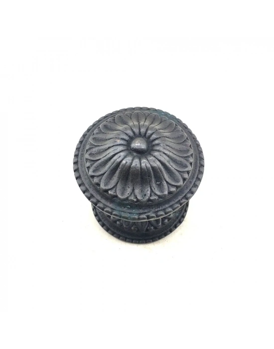 Antika Tarz Dekoratif Pirinç Papatya Kapı Babası - 73mm, Oksit