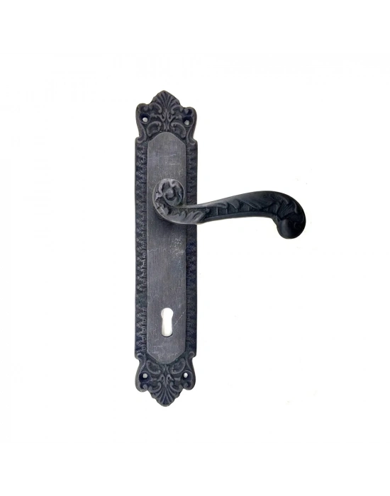 Antika Tarz Dekoratif Pirinç Sultan Yale Kapı Kolu - 270x54mm, Oksit