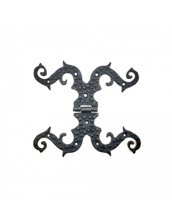 Antika Tarz Dekoratif Pirinç Süslü Menteşe - 190x170 Mm, Oksit