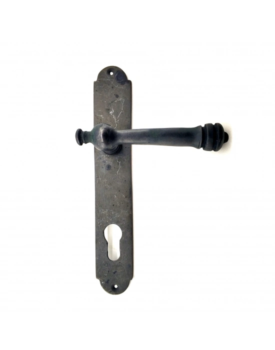 Antika Tarz Dekoratif Pirinç Taşra Yale Kapı Kolu - 220x35 Mm, Oksit