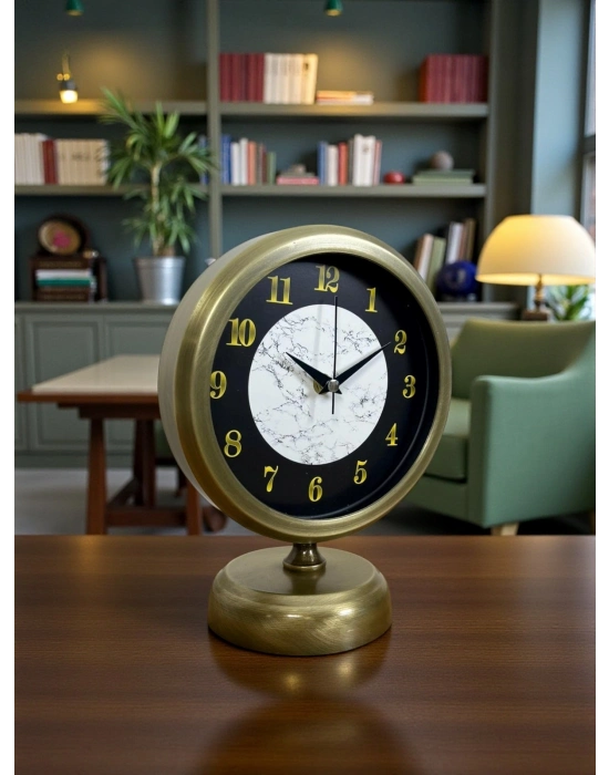 ® Antique Aura 25 x 20 Cm Eskitme Metal Masa Saati